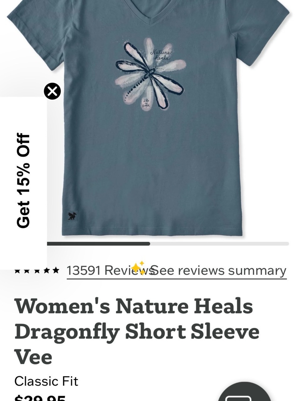 Life Is Good Women's Dragonfly V‑Neck Tee — Slate Blue